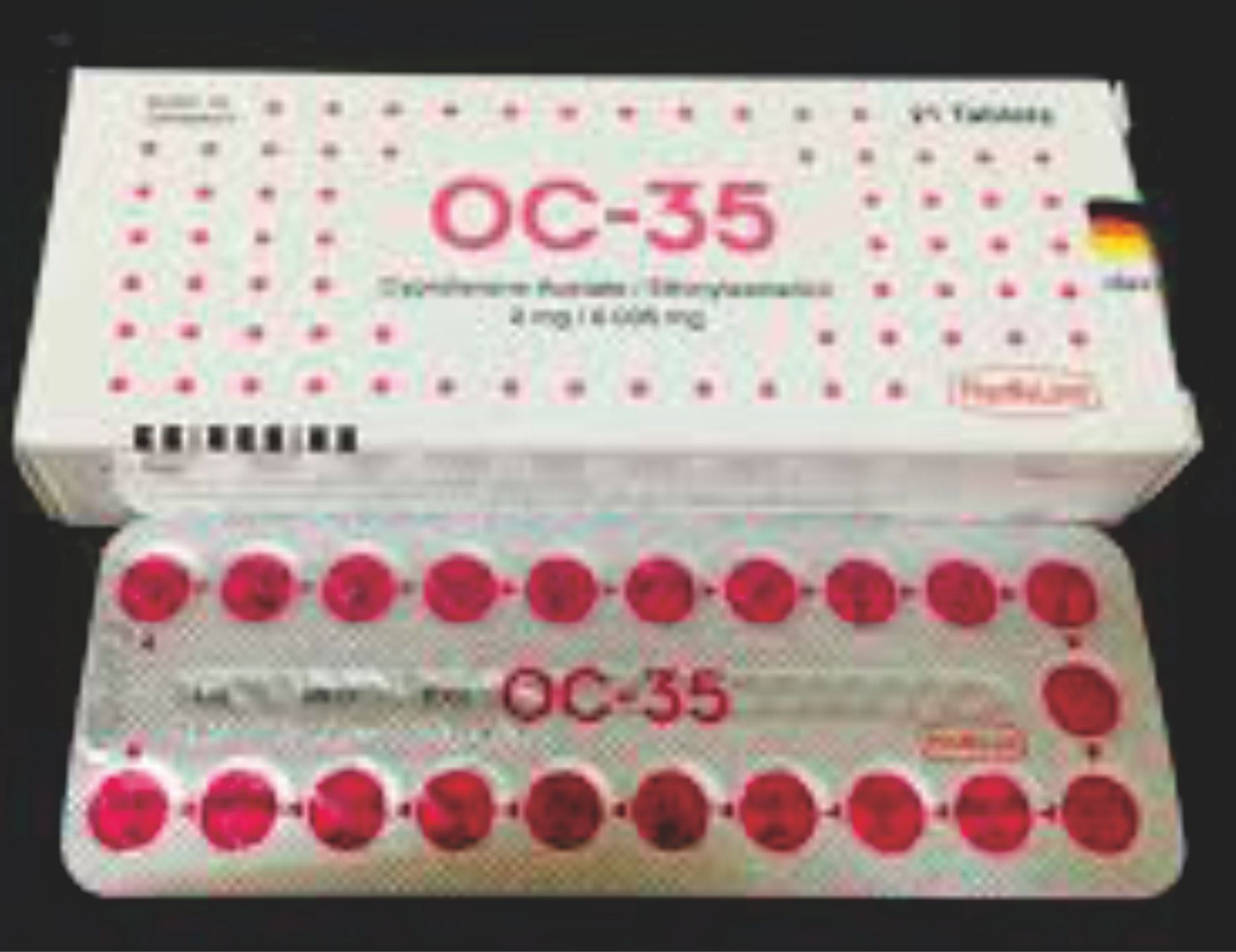 OC 35 Cyproterone acetate, Ethinylestradiol 21 tablets (Buy 6 boxes get 1 box free)