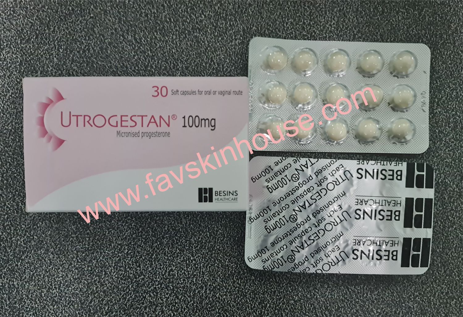 Utrogestan (Progesterone) 100 mg 30 Soft Capsules (Buy 10 Boxes, Get 1 Box Free)